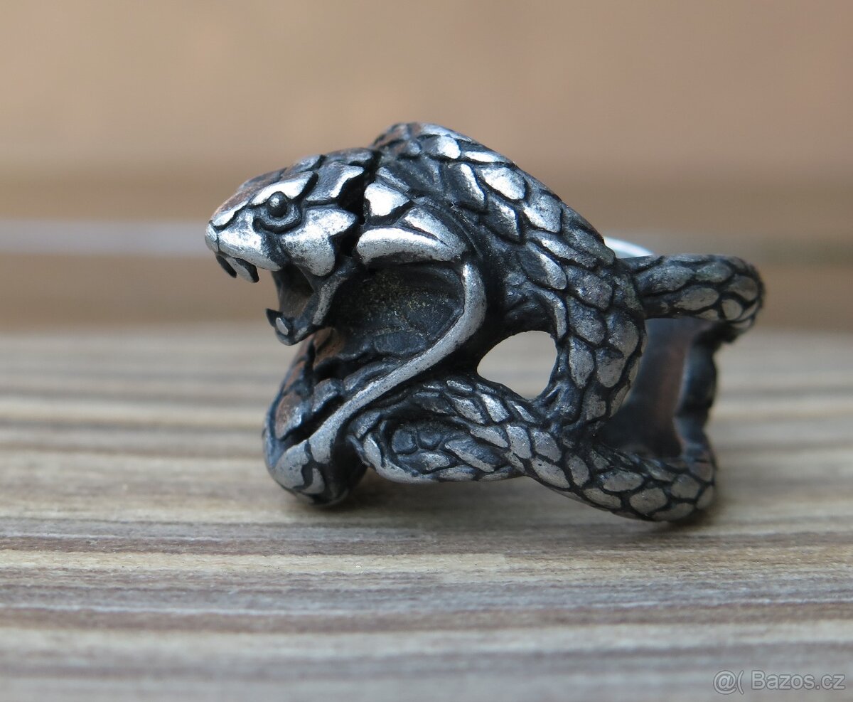 Prsten - gothic - had - kobra - "Moody Mason vel.62" - 6