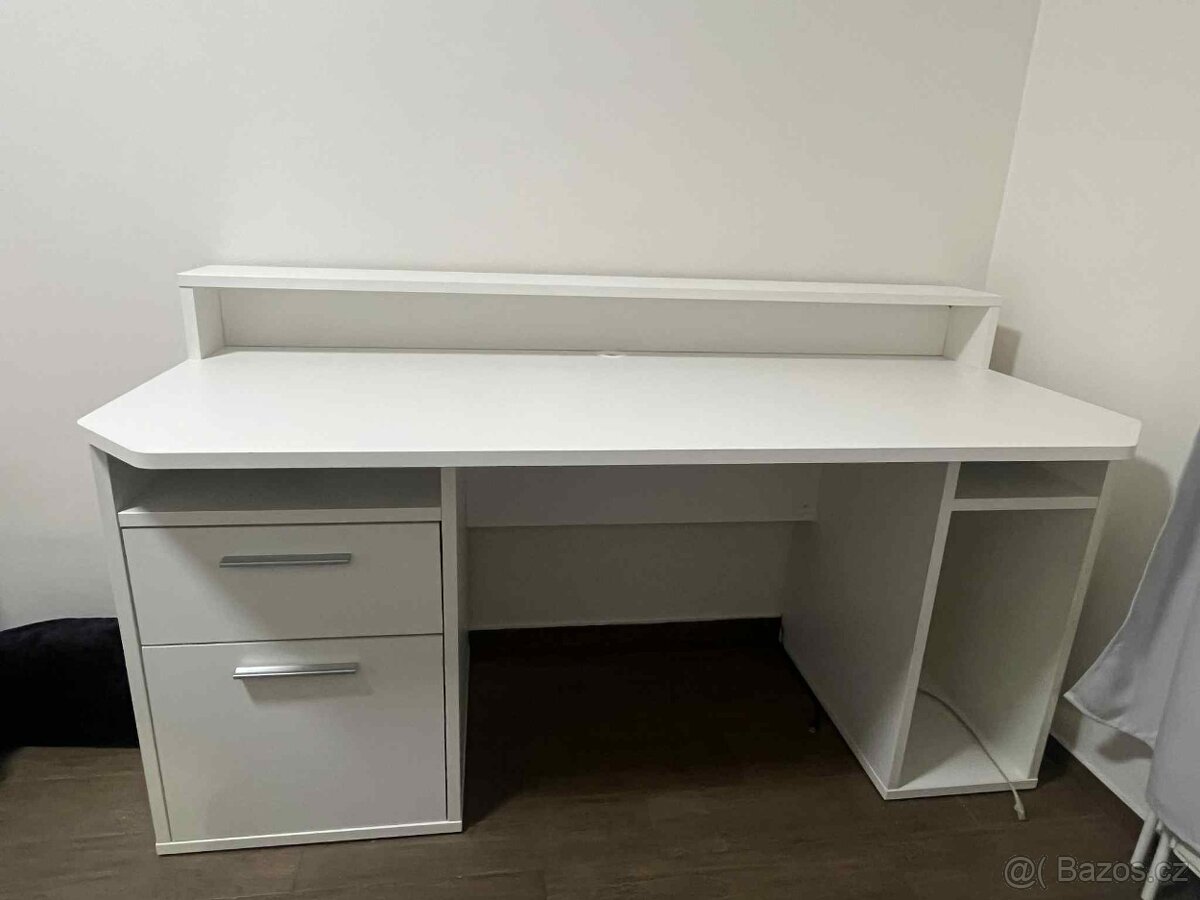 Herní Stůl Tezaur – Bílý, 160 cm s LED osvětlením - 6