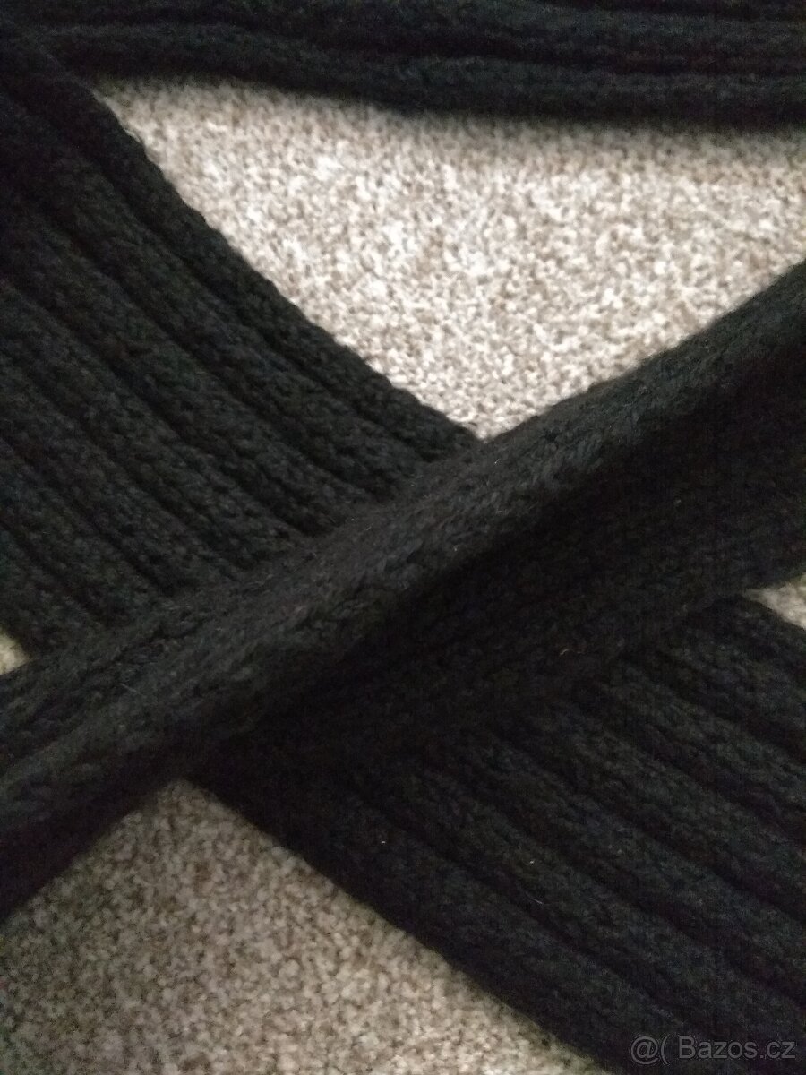 Nová dámská dlouhá zimní ručně pletená šála - tmavě černá - 6