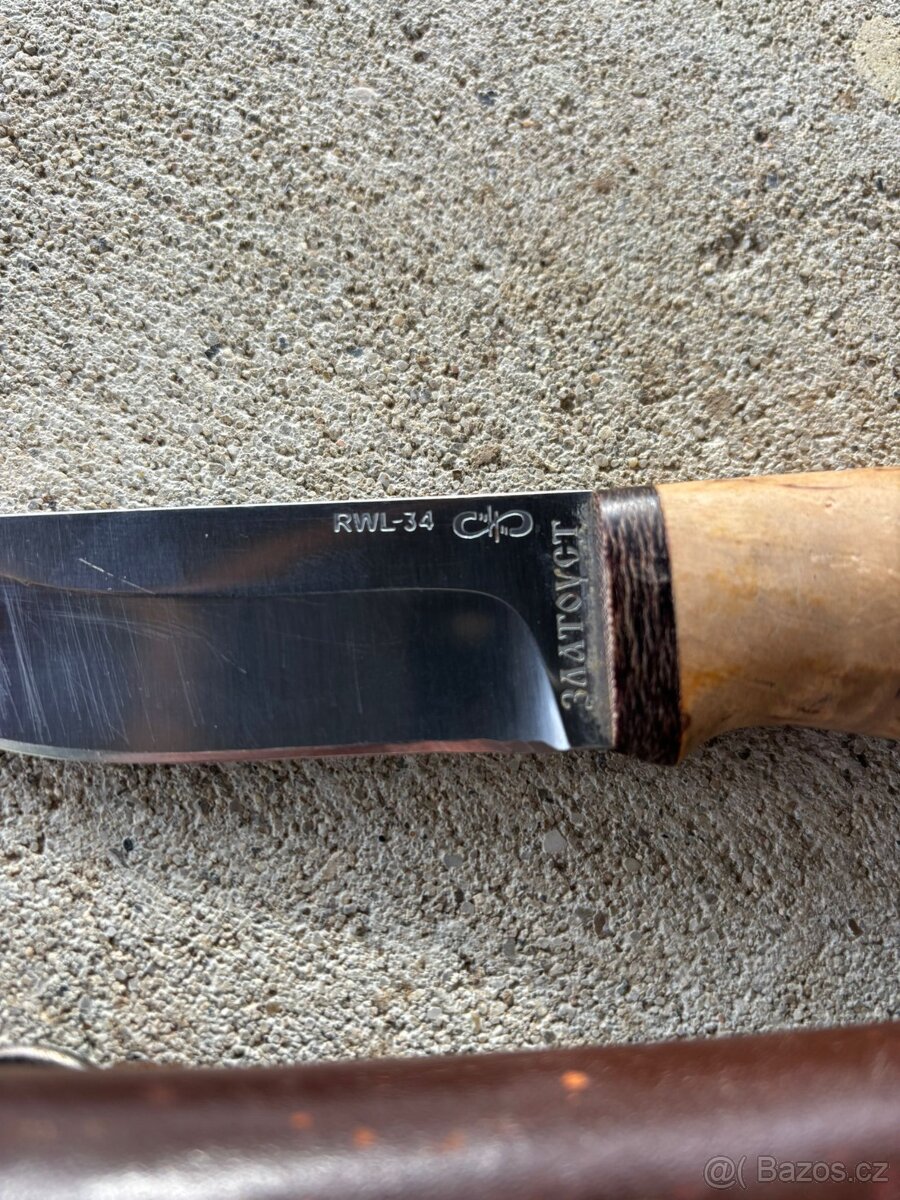 Lovecký nůž A&R Zlatoust RWL-34 – karelská bříza, kožené pou - 6