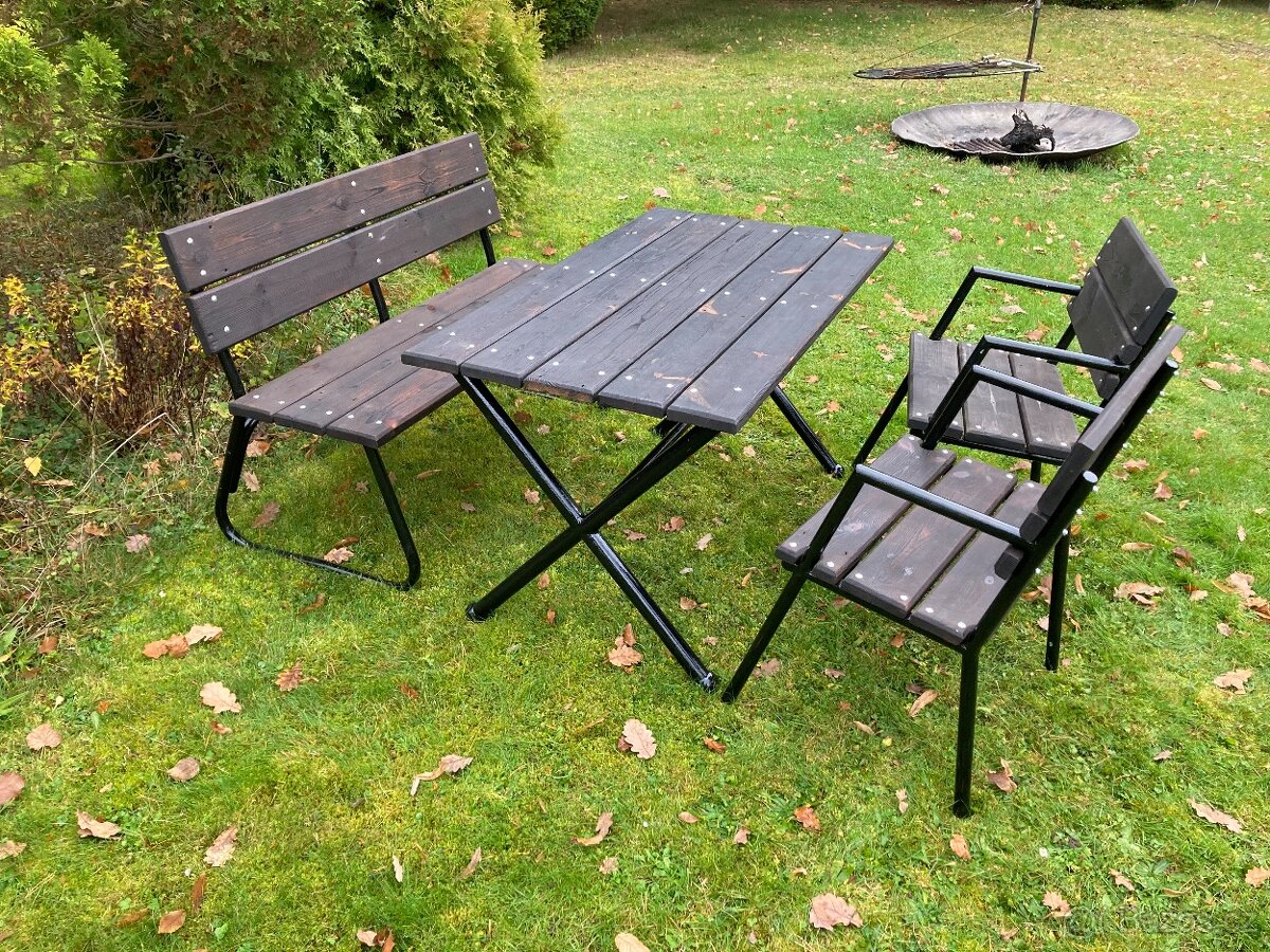 Zahradní set lavička stůl 2x židle - 6