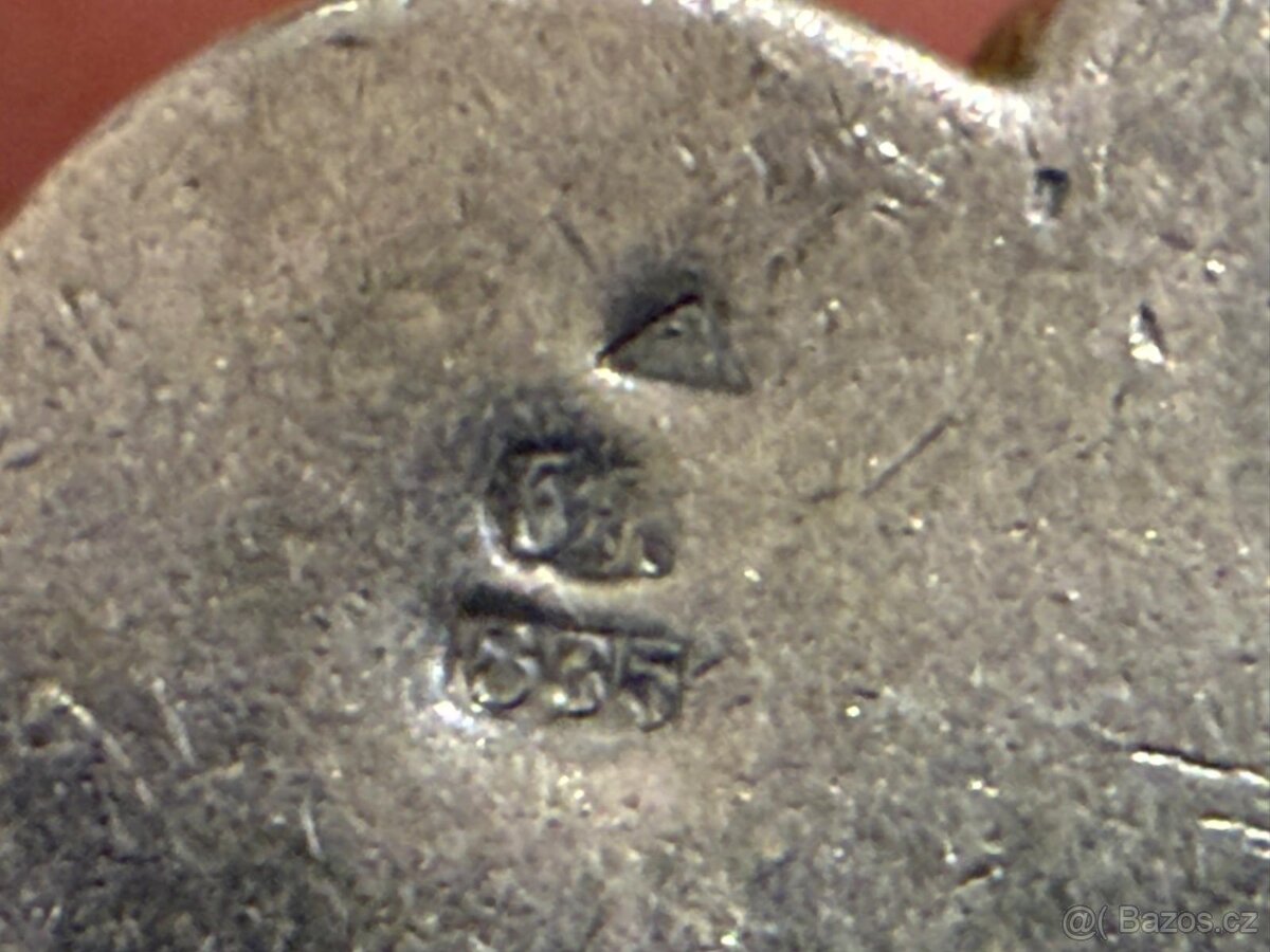 Starožitná stříbrná rtěnka se zrcátkem, punc - 6