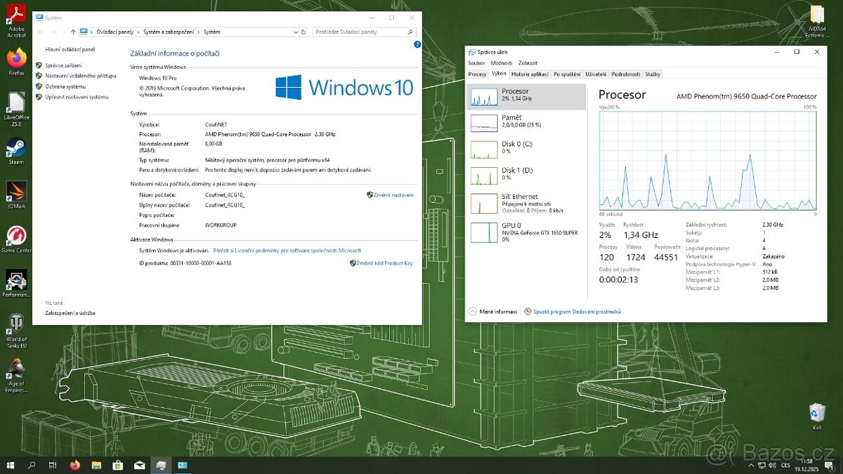 Starší Herní PC 4 jádra, 8GB RAM, SSD+HDD,GTX 1650 SUPER - 6