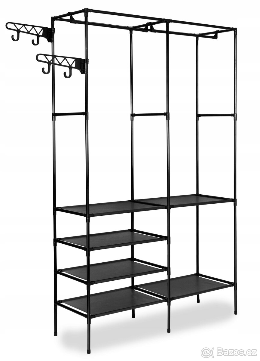 Šatní skříň s 6 policemi a věšáky (172 cm) - 6