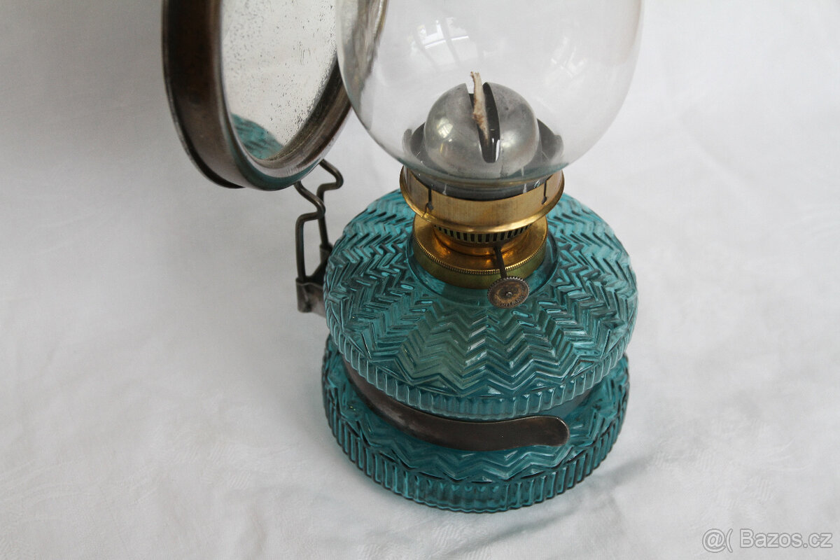 starožitná lampa petrolejka kubistický dekor kubismus - 6