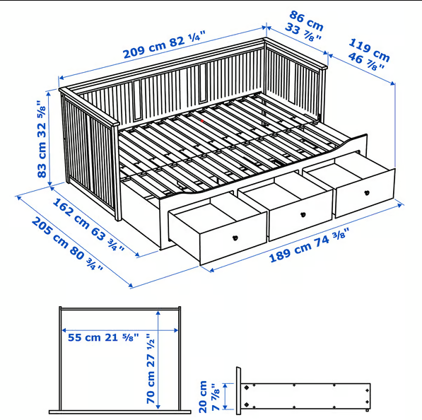 Ikea rozkládací postel Hemnes Bílá - 6