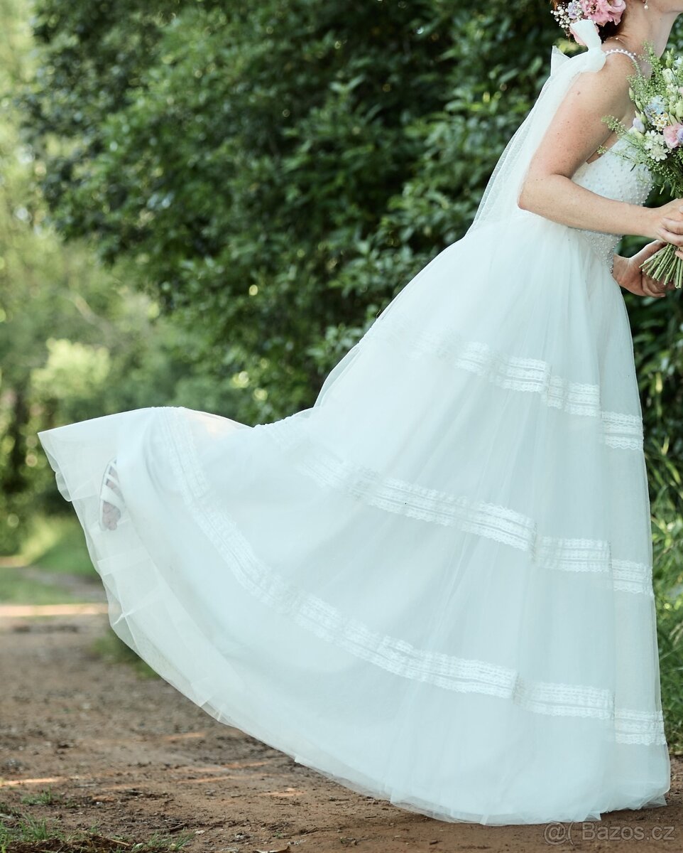 Bílé svatební šaty boho - 6
