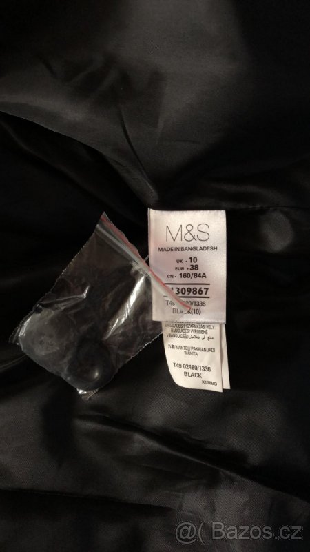 Černý kabát M&S ve velikosti M (38) - 6