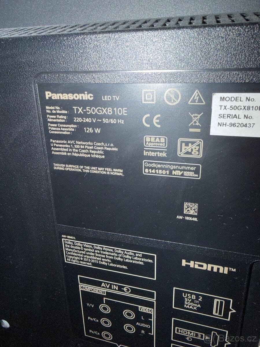 Led Televize Panasonic TX-506X810E, 50 palcu - 125CM - 6