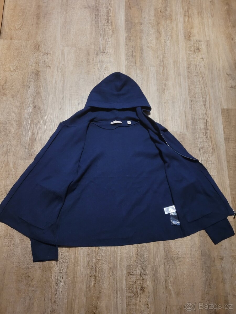 Tmavě modrá mikina/svetr na zip s kapucí Adagio - 6