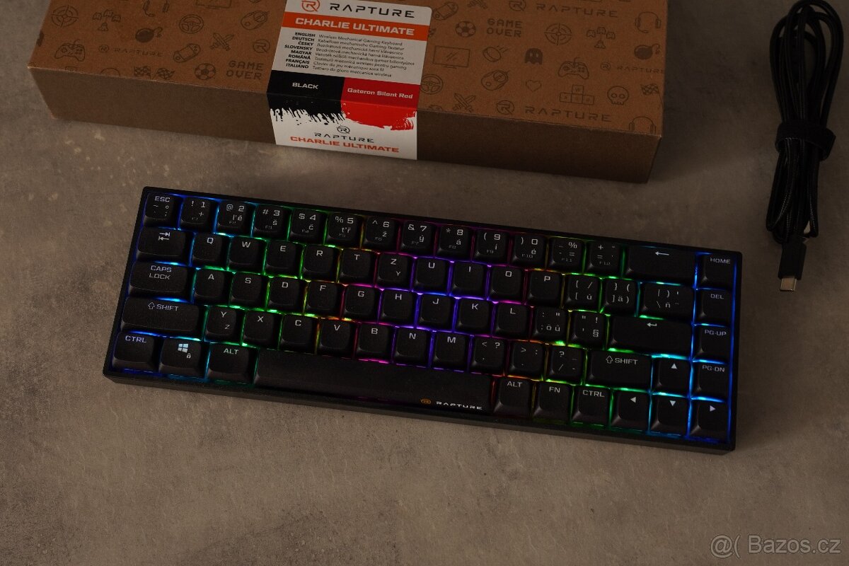 Mech. herní klávesnice Rapture CHARLIE ULTIMATE, Silent Red - 6
