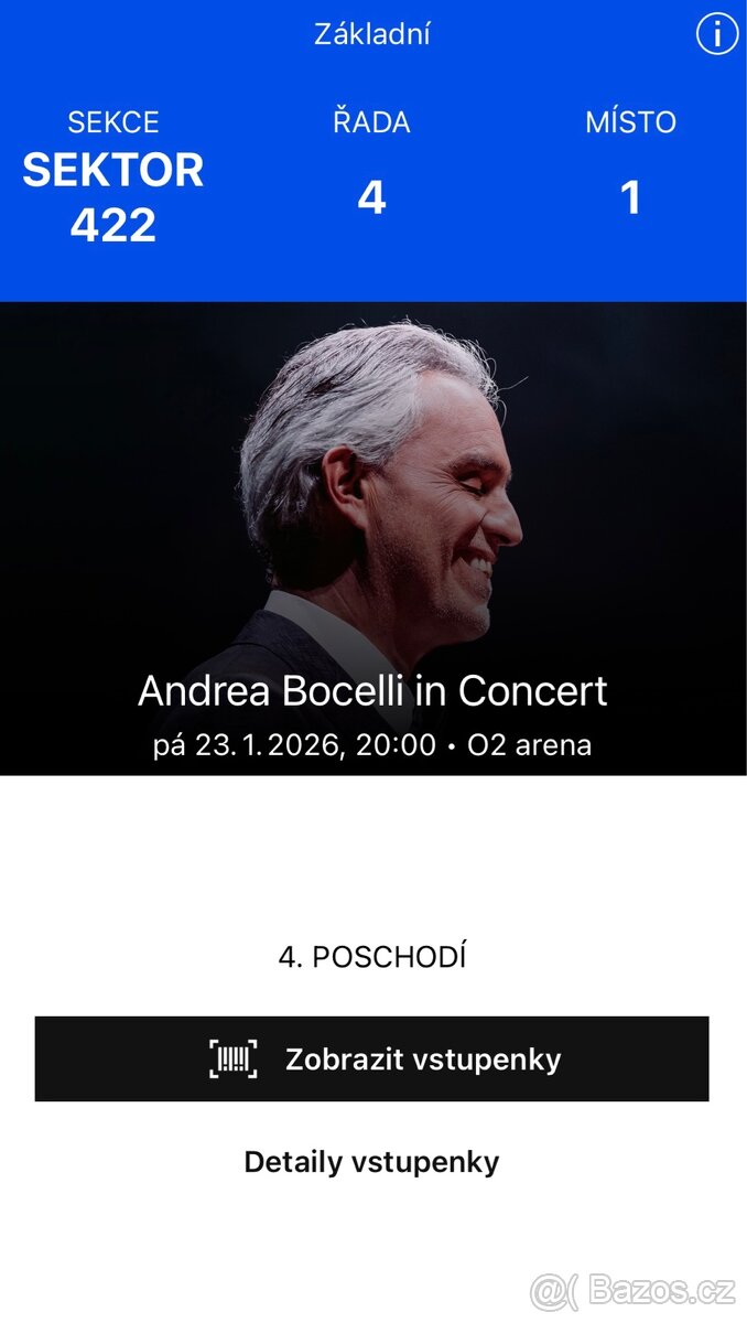 Top lístky na koncert Andrea Bocelli, O2 Aréna Praha - 6
