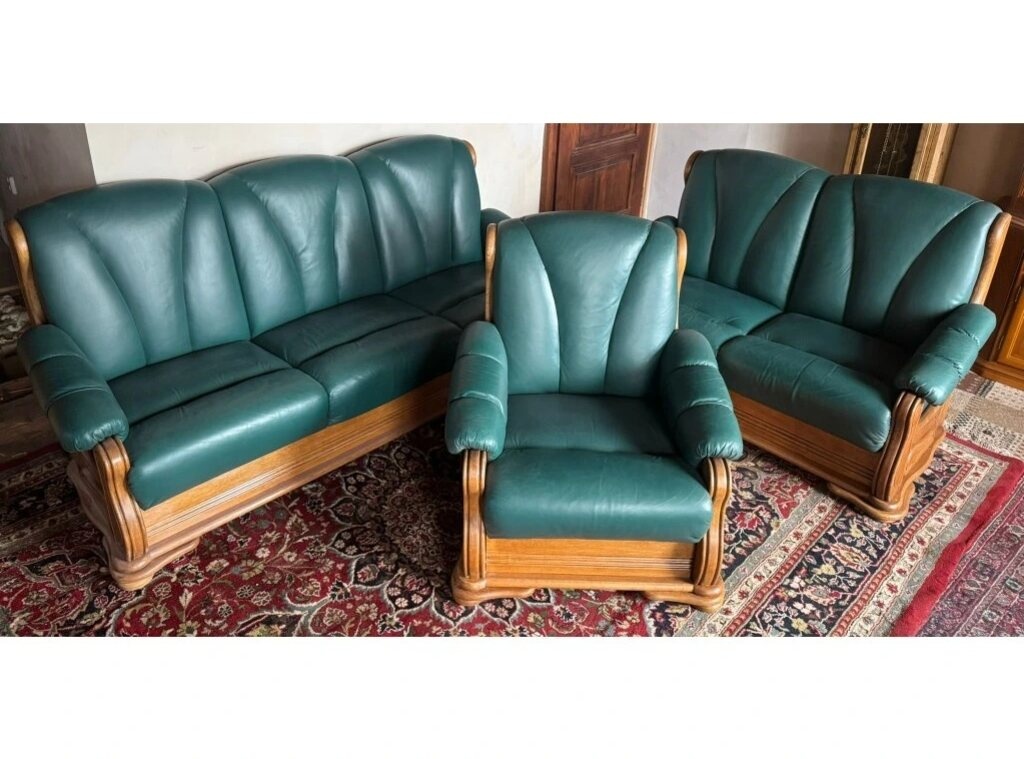 Dubová rustikální kožená souprava 3+2+1,3332 - 6