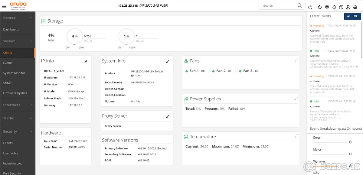 Aruba Switch HP 2920-24G J9727A POE+ 24 GB port - 6