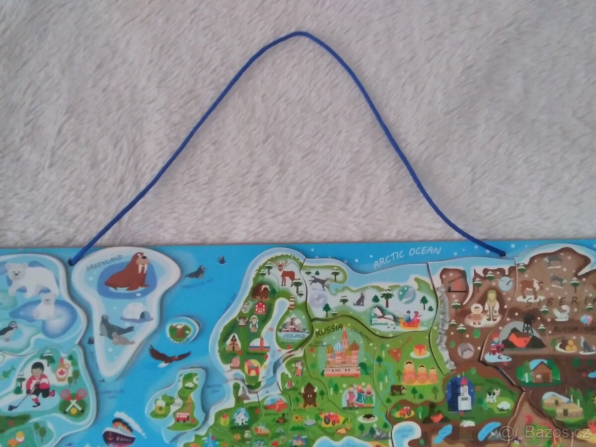 WOODY Magnetické puzzle Mapa Svět v obrázcích 2v1 - 6