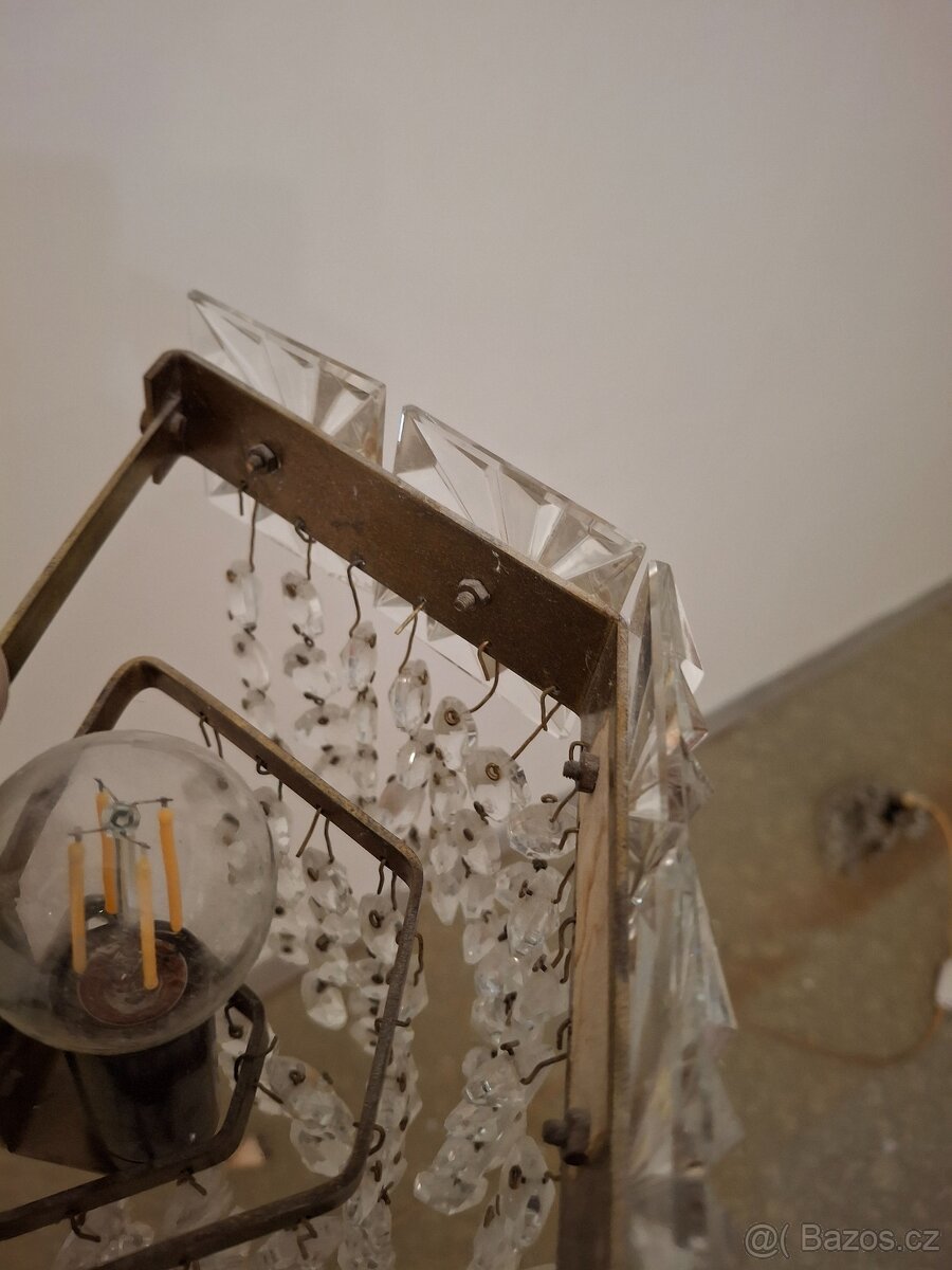 Lustr křišťálový a dvě lampičky - 6