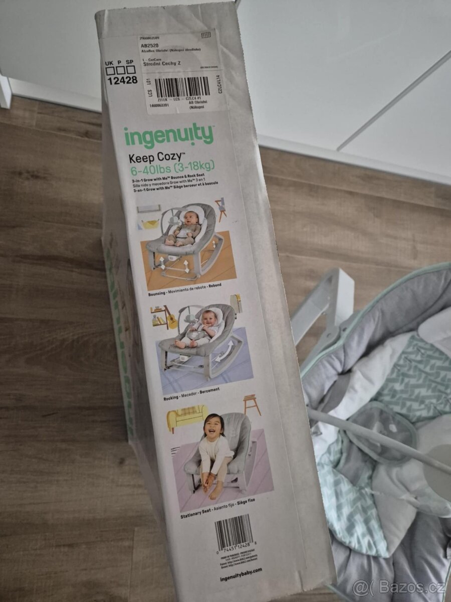 INGENUITY Lehátko-houpátko vibrující 3v1 KEEP Cozy Weave 0m+ - 6