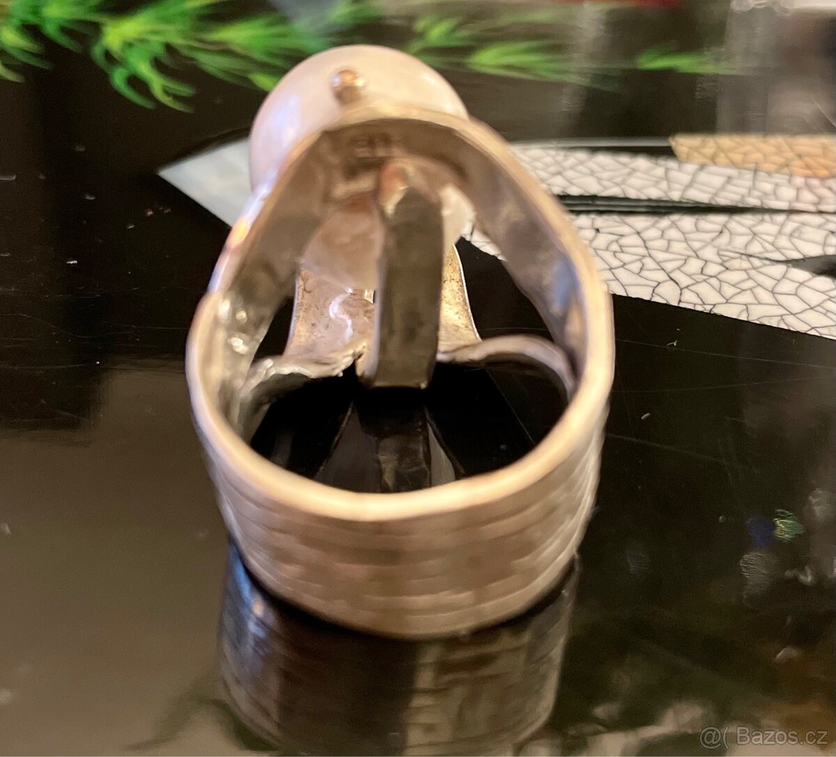 Luxusní a jedinečný prsten stříbro & velká perla Mexico - 6