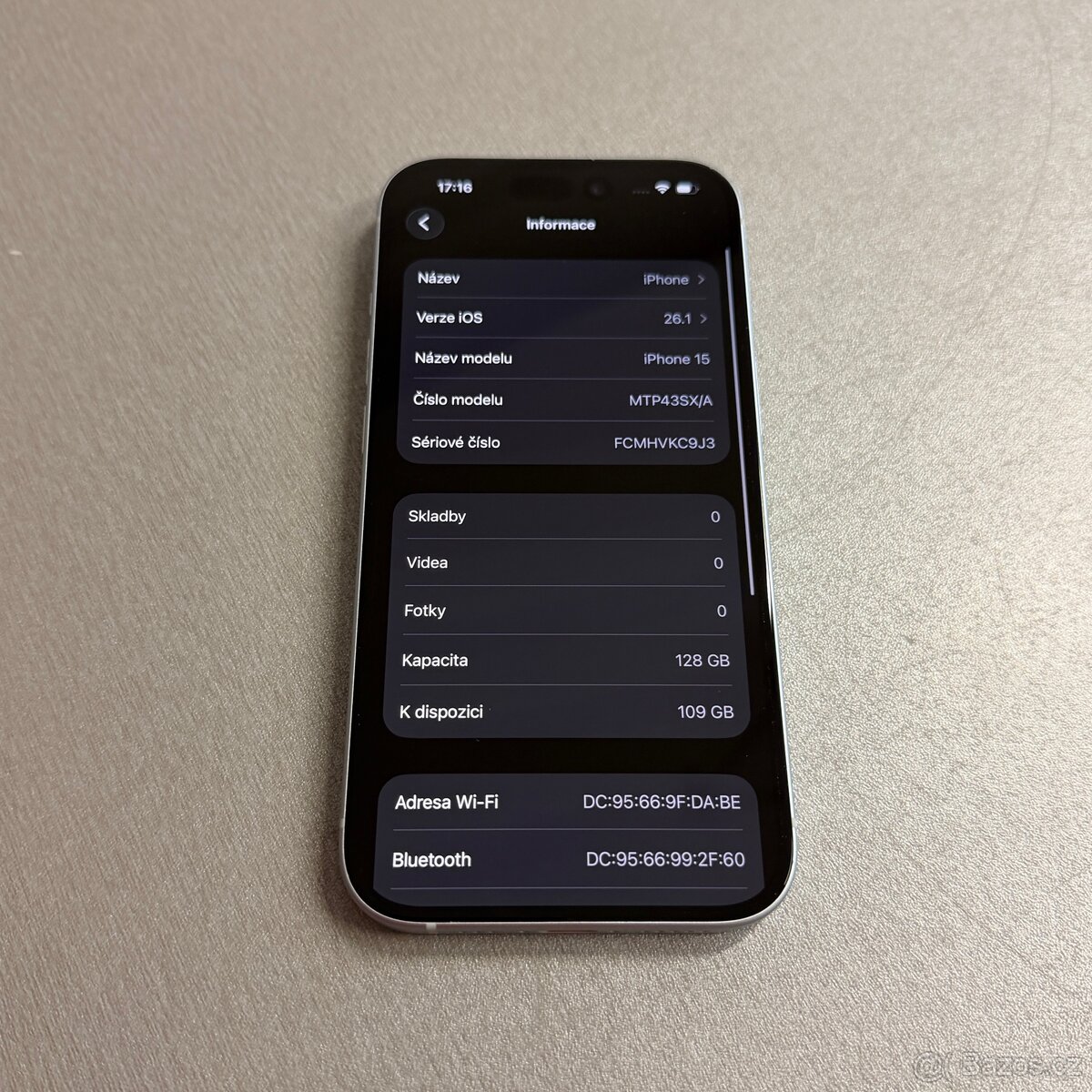 Zánovní iPhone 15 128GB modrý, bez škrábance, 100% baterie - 6