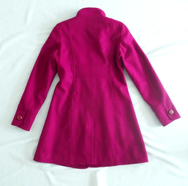 Kvalitní fuchsiový zimní vlněný kabát/paleto,vel. S, zn.Etam - 6