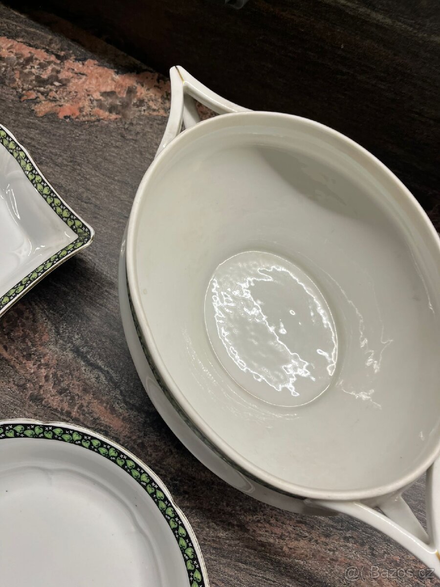 Servírovací sada se zeleným lemem - 6