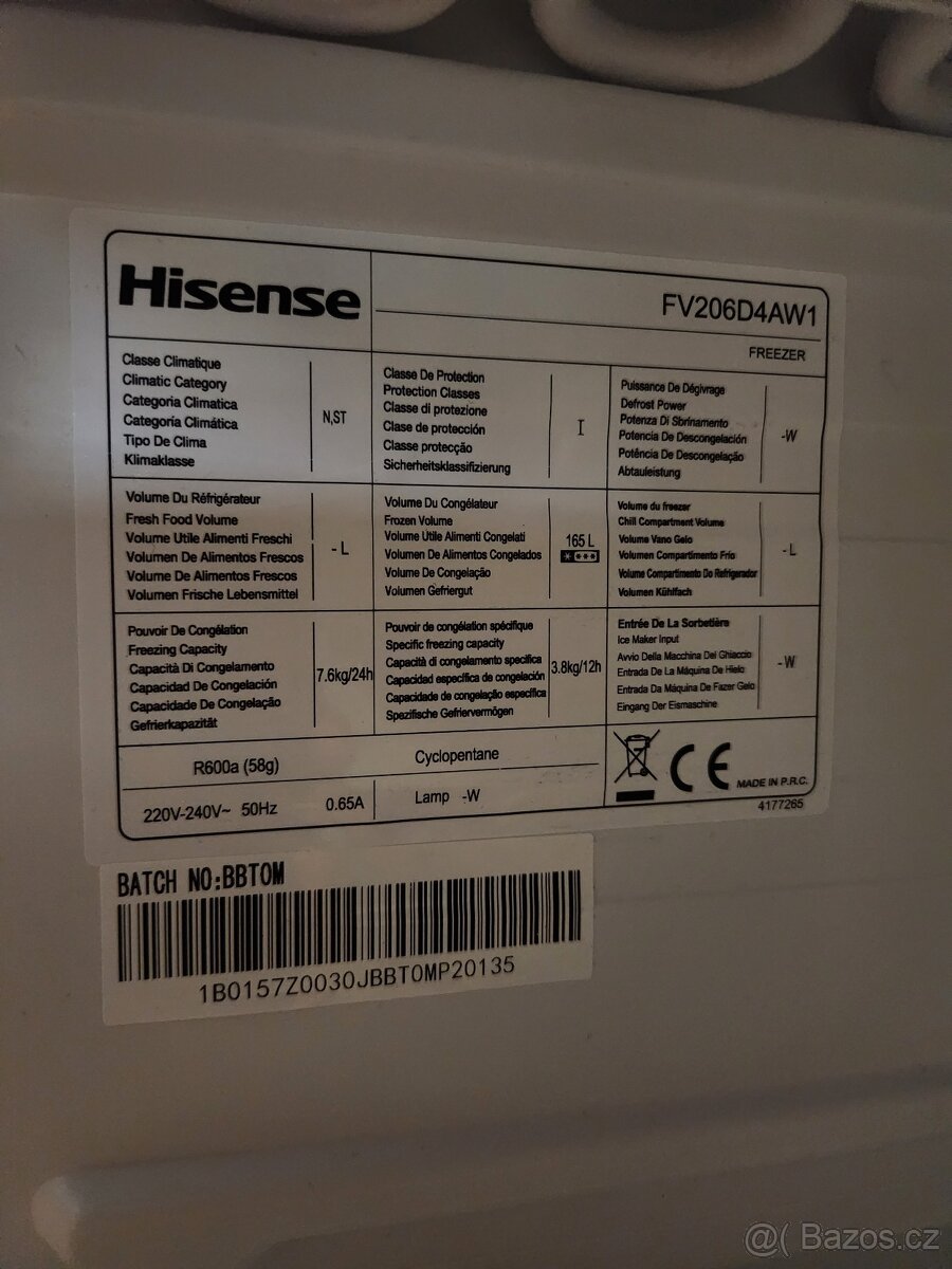 Šuplíkový mrazák Hisense – 165 L, TOP STAV, stáří 2 roky - 6