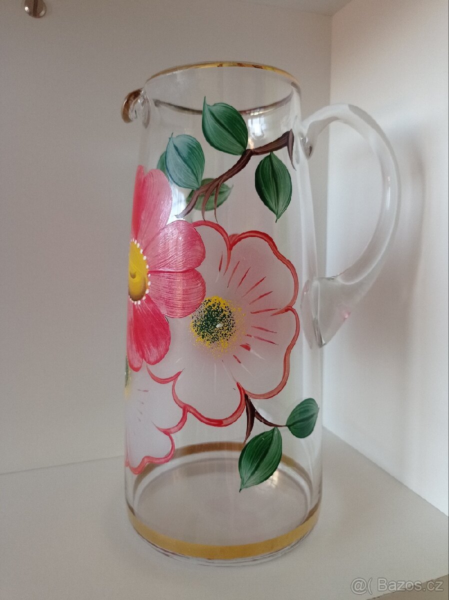 Modrá číše,váza, ozdobné láhve,skleněné džbány - 6