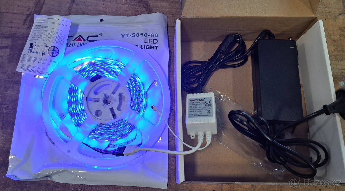 Set RGB LED pásek 5m, napájení, trafo, ovládání - 6