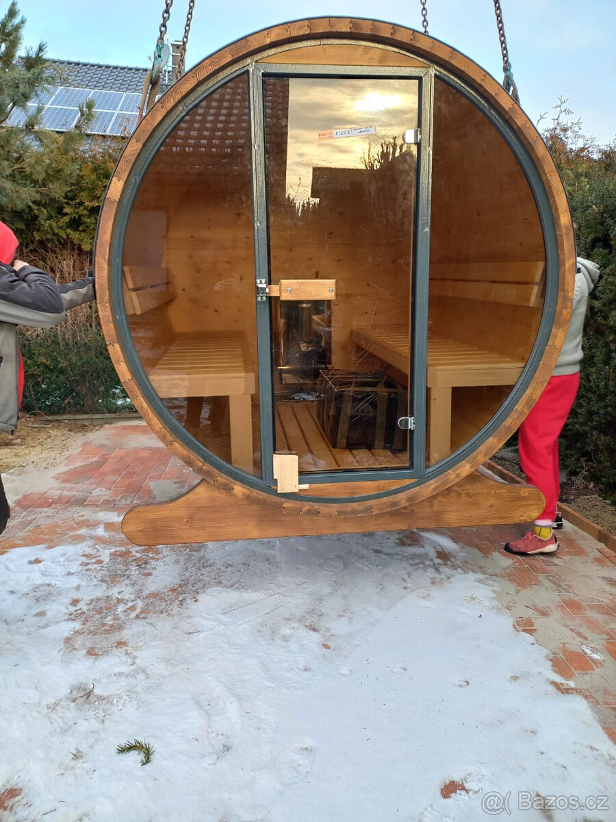 Venkovní sudová panoramatická sauna - 6