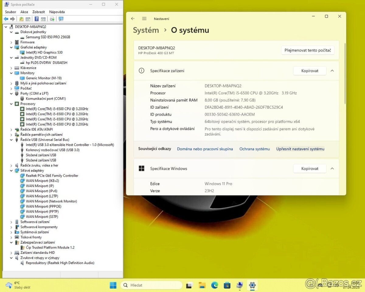 PC HP 400 G3 /i5-6500/8GB/SSD256GB/WIN11/ZÁRUKA - 6