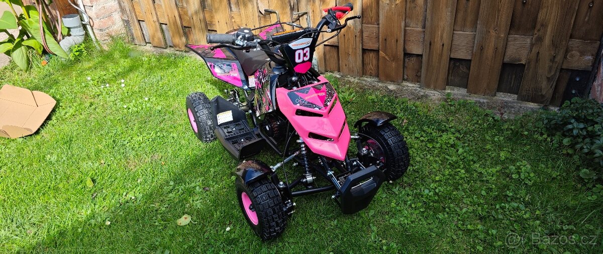 Nová růžová benzinová čtyřkola pro děti 5-10 let - 6