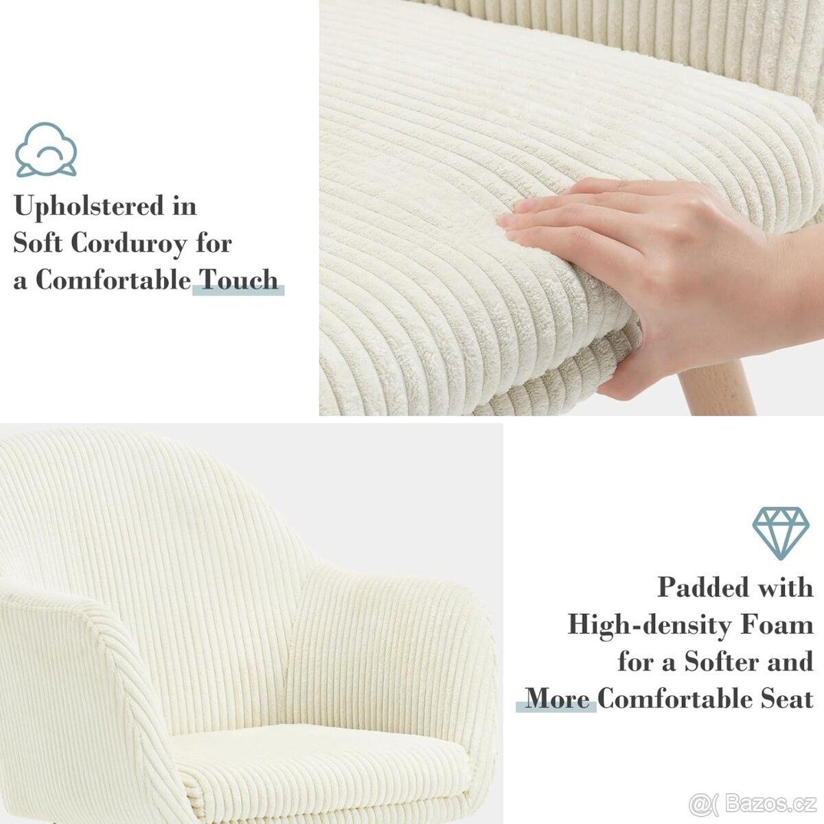 Nové jídelní křesílka, béžové manžestr, 6 kusů - 6