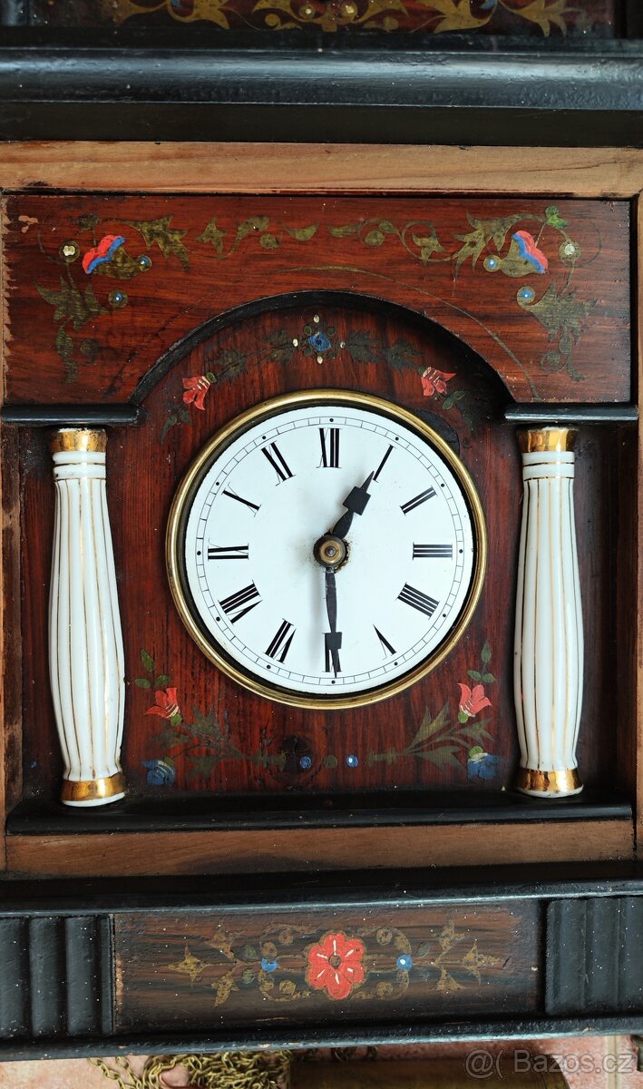 starožitné selské dřevěné vyřezávané hodiny schwarzwald - 6