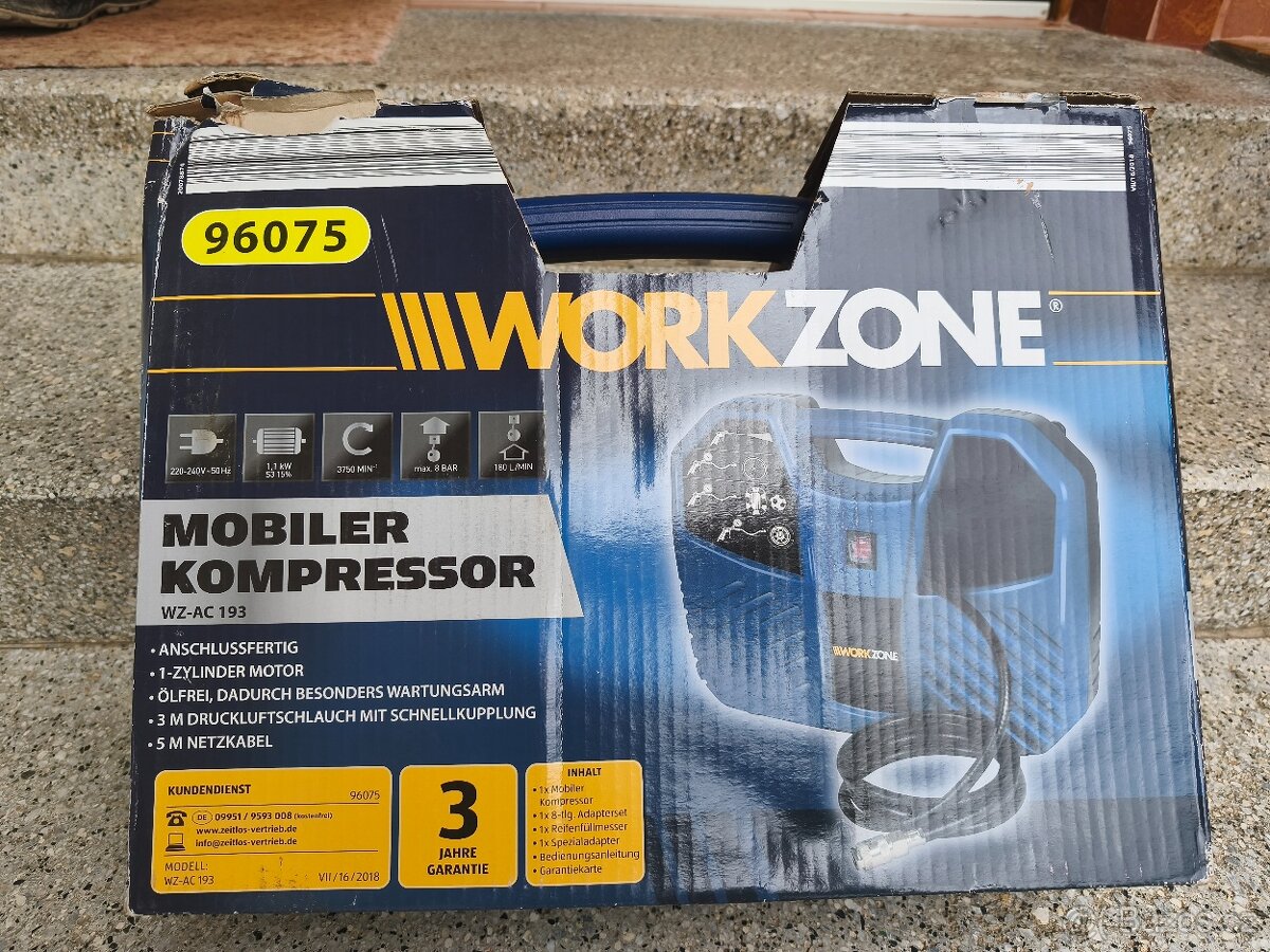 Prodám NEPOUŽITÝ kufříkový kompresor Workzone -8 bar. - 6