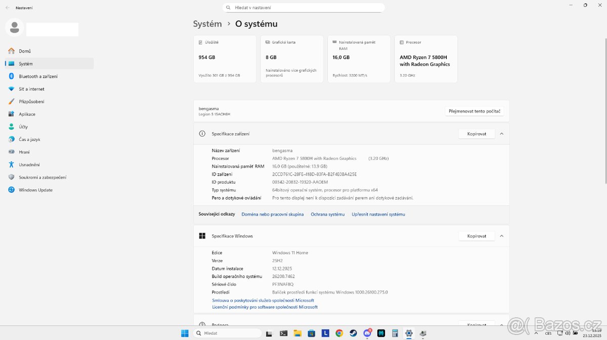 Lenovo LEGION 15ACH6H - AMD Ryzen 7 5800H, RTX 3060 - 6