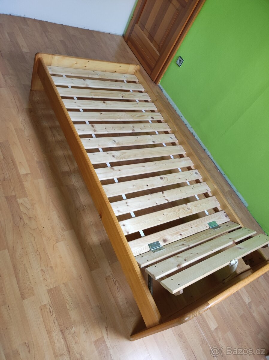 Masivní dřevěná postel s roštem 90x200 - 6