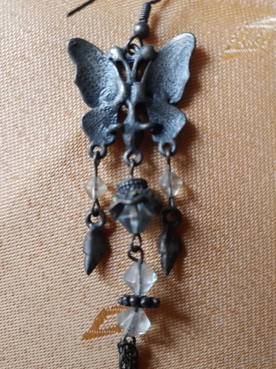 Náušnice vysací kov.korálky - 6