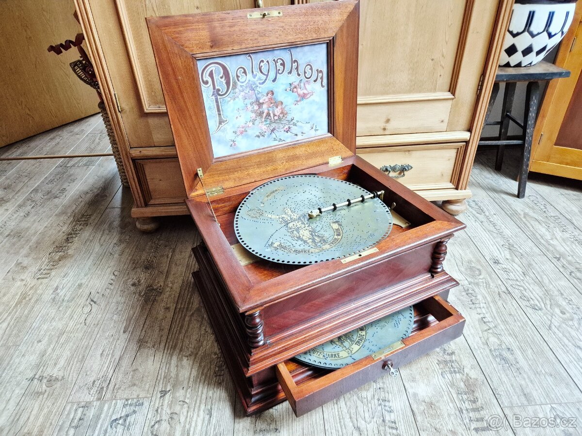 Velký starožitný Polyphon Solyphon Excelsior, 1895 - 6