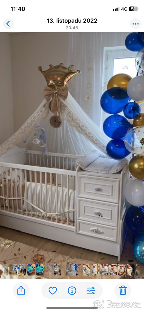 Dětská rostoucí postýlka Ema- bílá (100x85x163 cm) - 6