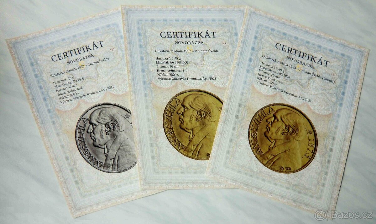 Kompletní sada Švehla 2021 - 2x zlato + 1x stříbro - 6