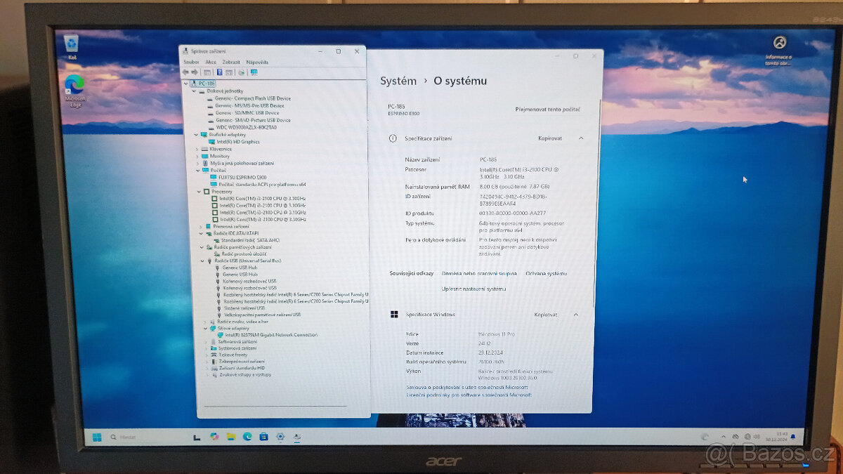 PC#186 Fujitsu E900, Core i3, 500GB, 8GB, DVD, W11 - 6