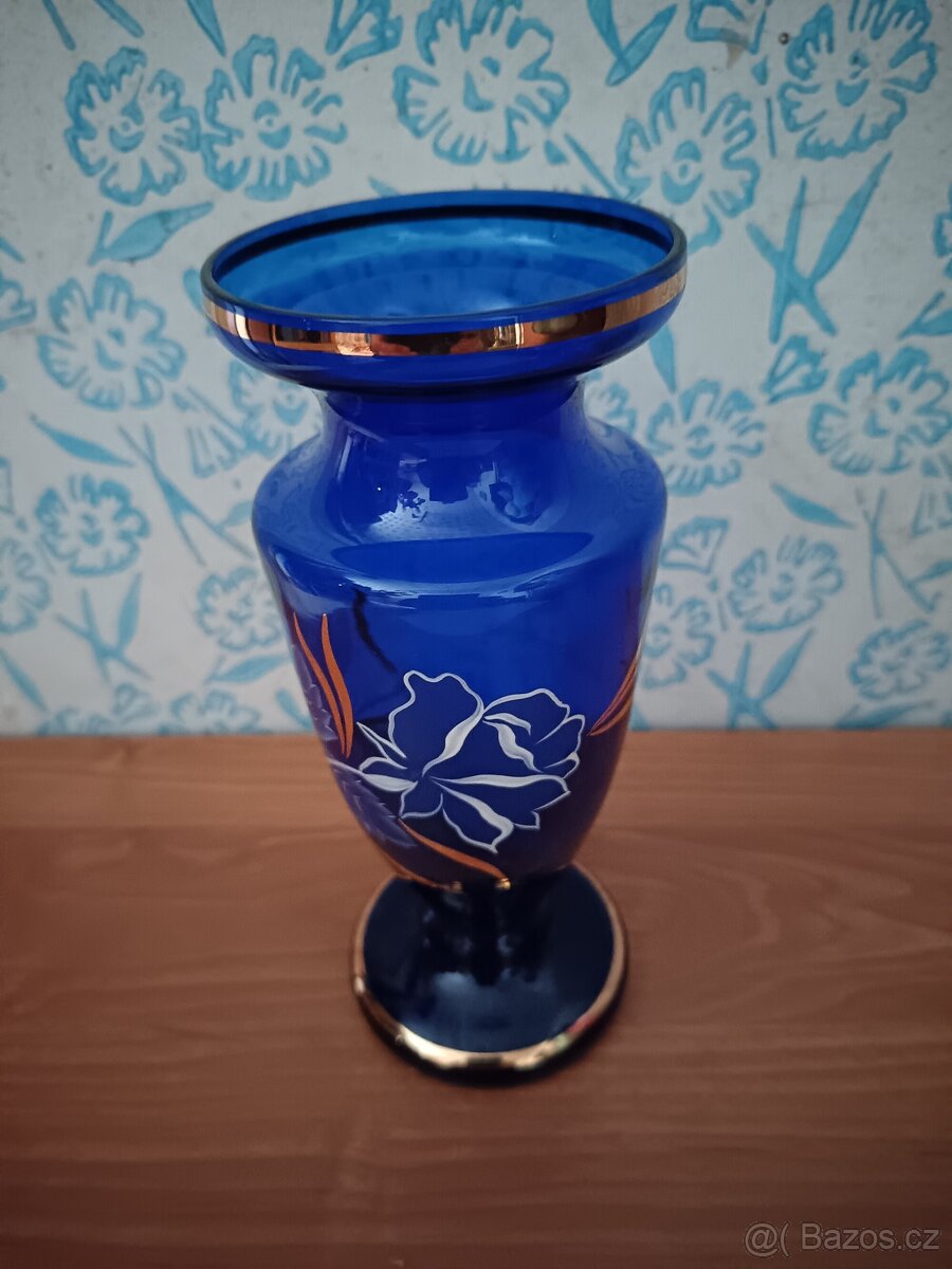 Modrá skleněná váza - 6