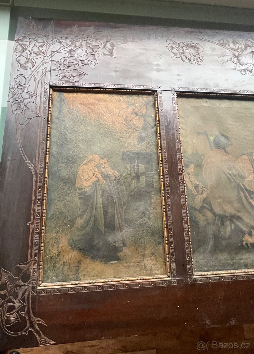 Secesní obrazový panel – triptych kolem roku 1900 - 6