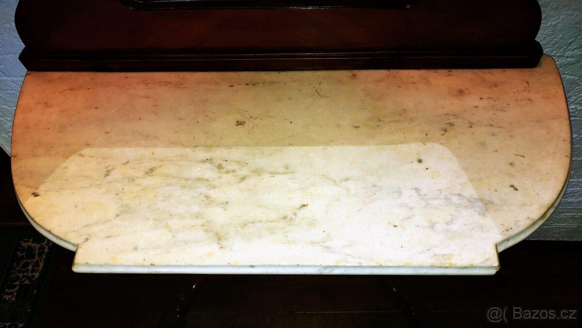 Nádherný toalet. stolek se zrcadlem a mram. deskou - 6