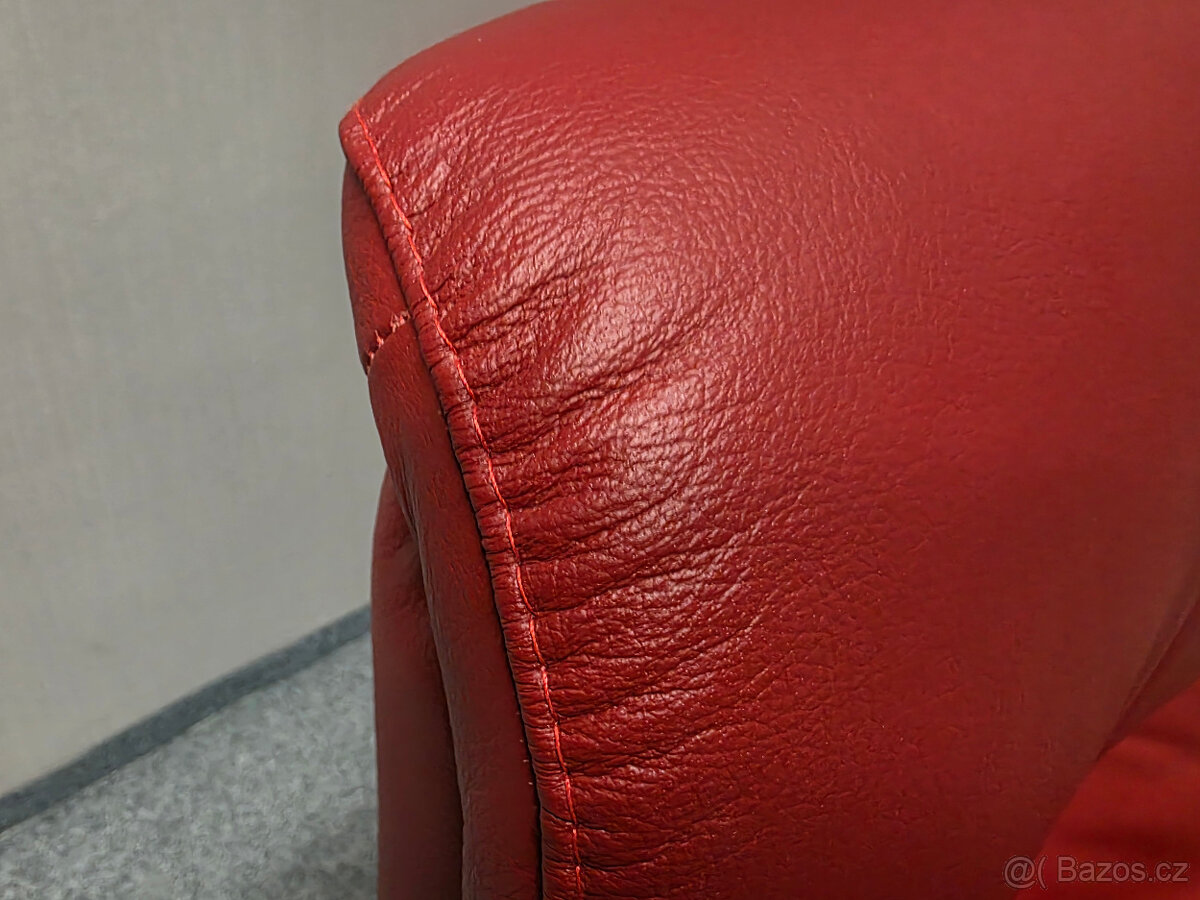 Nové červené relax křeslo NILSON kůže - 6