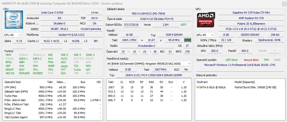 Herní PC i7-6700 / RX 570 8GB / 16GB RAM / SSD+HDD / WIN 11 - 6