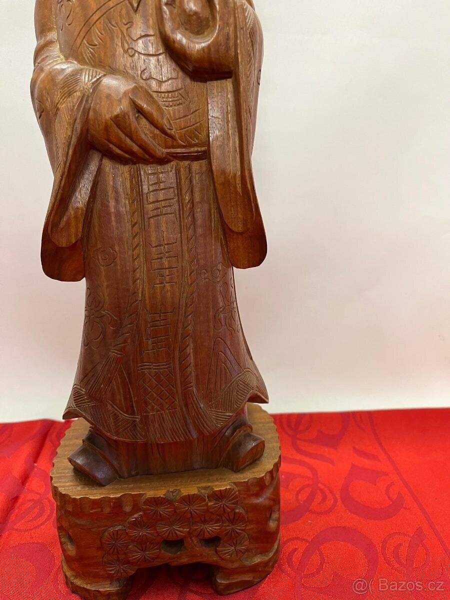 Stará dřevěná socha, čínský císař - 6