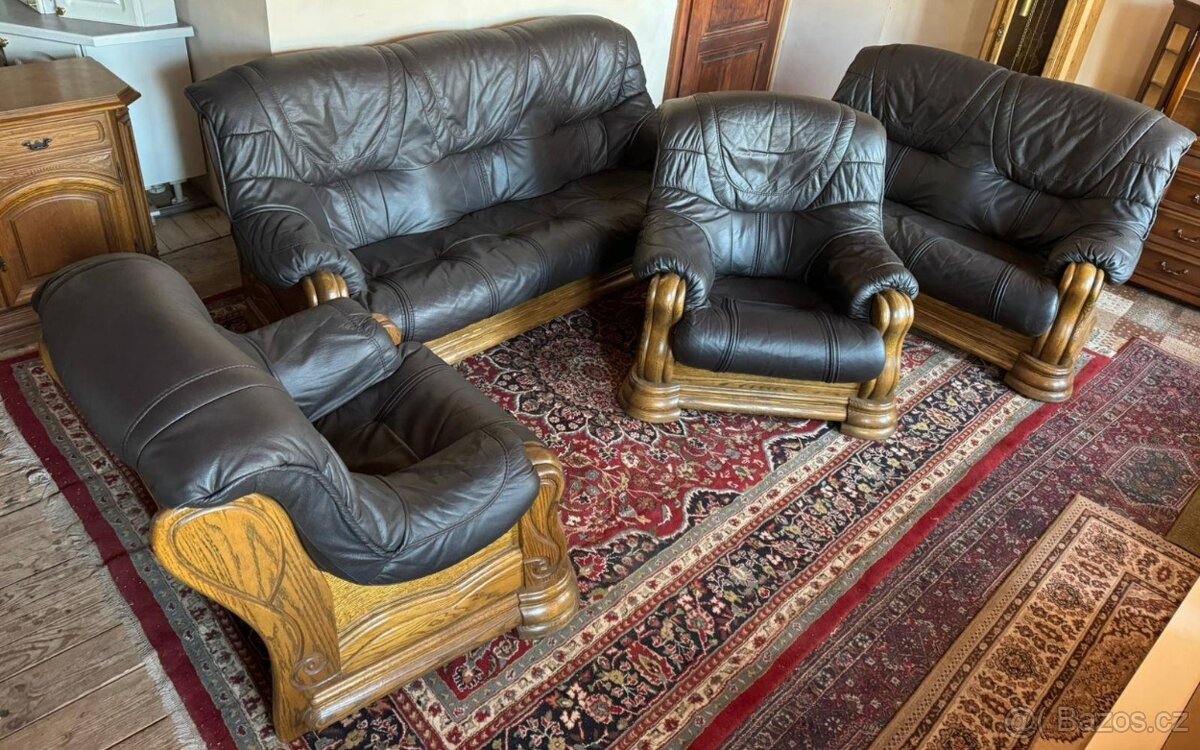 Rustikální kožená sedací souprava,6089 - 6