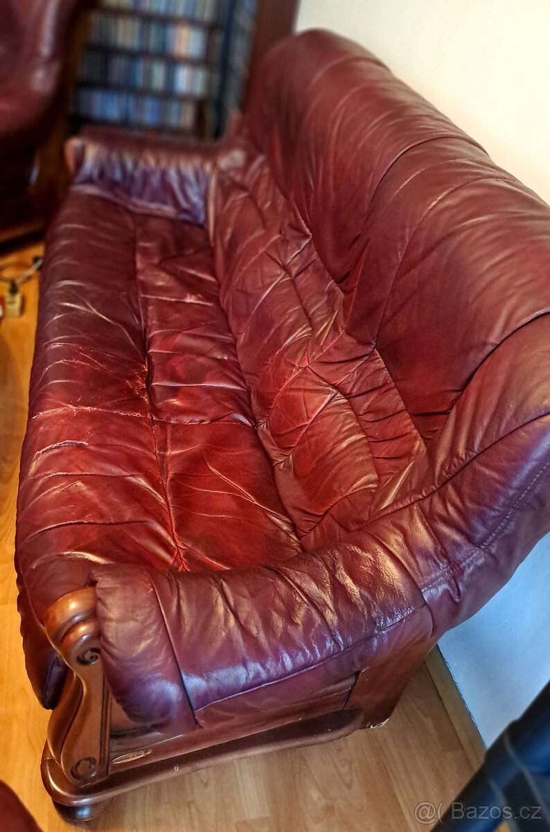 Kožená sedací souprava 3 + 1 + 1 - 6