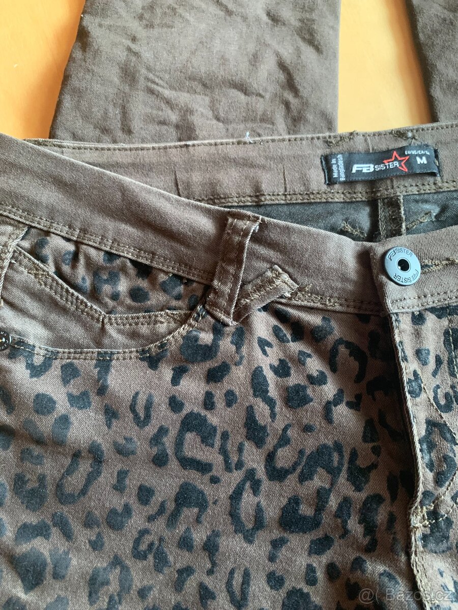 dámské hnědo-černé značkové kalhoty - vel. M - 6